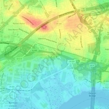 Sand Hills topographic map, elevation, terrain