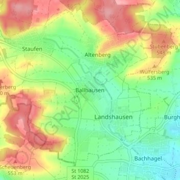 Ballhausen topographic map, elevation, terrain