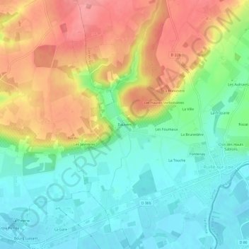 Dauvers topographic map, elevation, terrain