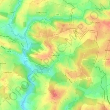 La Verrerie topographic map, elevation, terrain