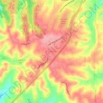 High Ridge topographic map, elevation, terrain