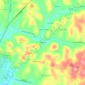 Leckrone topographic map, elevation, terrain