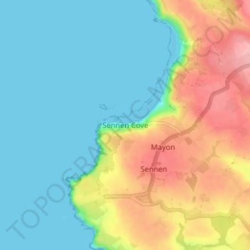 Sennen Cove topographic map, elevation, terrain