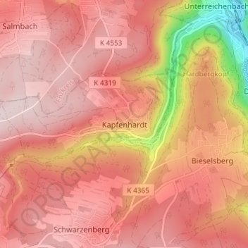 Kapfenhardt topographic map, elevation, terrain