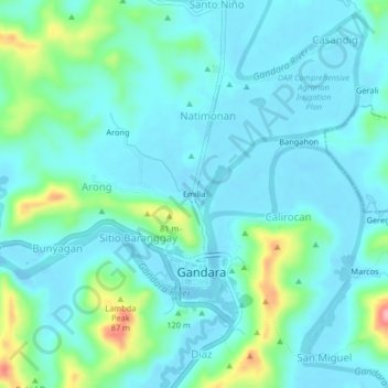 Emilia topographic map, elevation, terrain