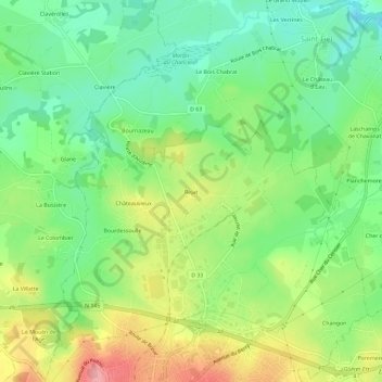 Réjat topographic map, elevation, terrain