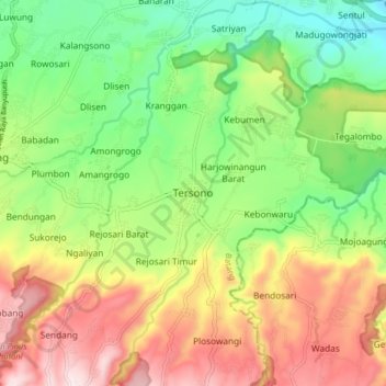 Tersono topographic map, elevation, terrain