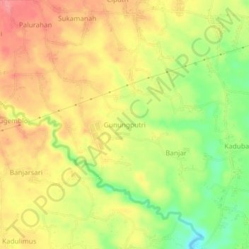 Gunungputri topographic map, elevation, terrain