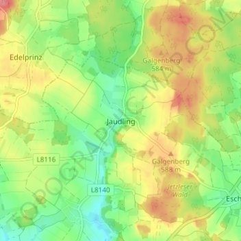 Jaudling topographic map, elevation, terrain