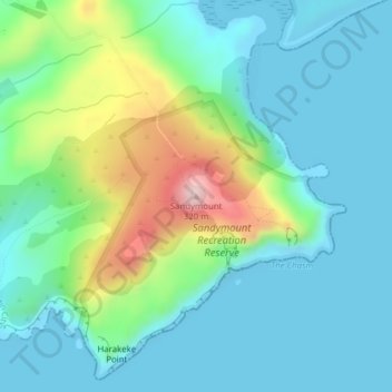 Sandymount topographic map, elevation, terrain