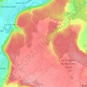 Verdun topographic map, elevation, terrain