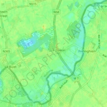 Le Touquet topographic map, elevation, terrain