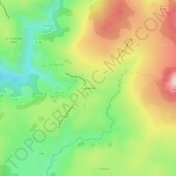 Chanalettes topographic map, elevation, terrain