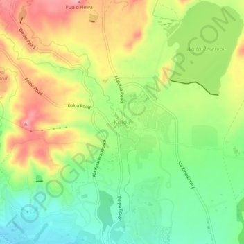 Koloa topographic map, elevation, terrain