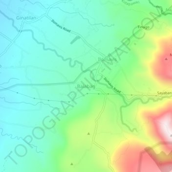 Balabag topographic map, elevation, terrain