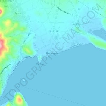 Asini Beach topographic map, elevation, terrain