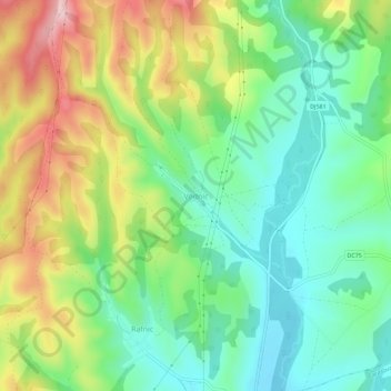 Vodnic topographic map, elevation, terrain