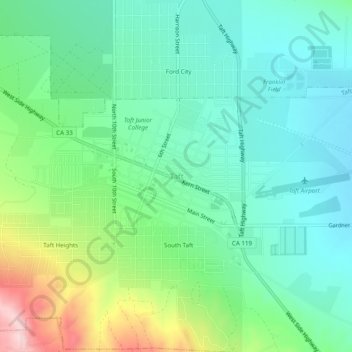 Taft topographic map, elevation, terrain
