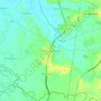 Malipangpang topographic map, elevation, terrain