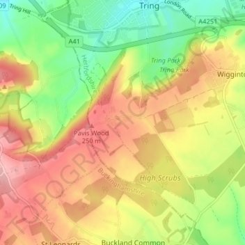 Hastoe topographic map, elevation, terrain
