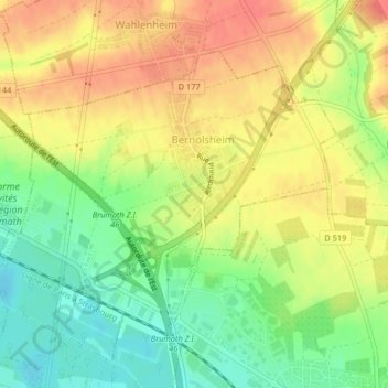 Doesberg topographic map, elevation, terrain