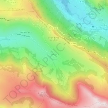 Récusset topographic map, elevation, terrain