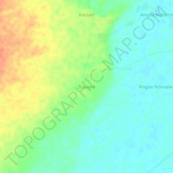 Bayawa topographic map, elevation, terrain