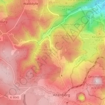 Hirschsprung topographic map, elevation, terrain