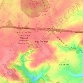 Petit-Waret topographic map, elevation, terrain