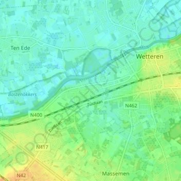 Overbeke topographic map, elevation, terrain