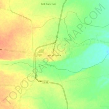 Taunsa Sharif topographic map, elevation, terrain