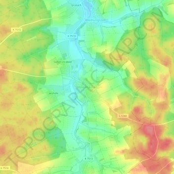 Hörenhausen topographic map, elevation, terrain