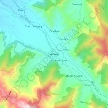 Verinag topographic map, elevation, terrain