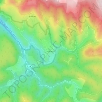 Masmejean topographic map, elevation, terrain