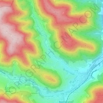 Tonbach topographic map, elevation, terrain
