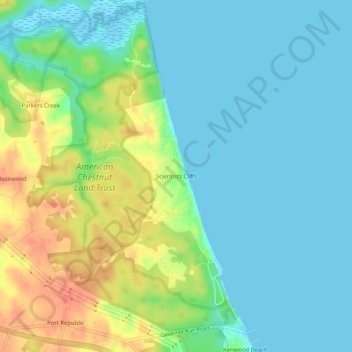 Scientists Cliffs topographic map, elevation, terrain