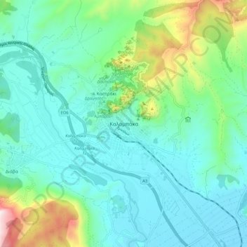 Kalabaka topographic map, elevation, terrain