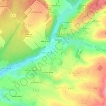 La Poterie topographic map, elevation, terrain