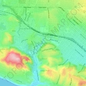 Las Positas Meadows topographic map, elevation, terrain