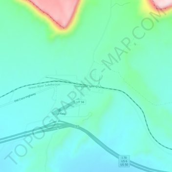 Thompson Springs topographic map, elevation, terrain