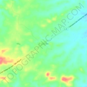 El Caribe topographic map, elevation, terrain