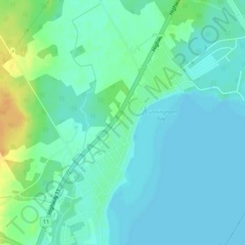 Cumberland Beach topographic map, elevation, terrain