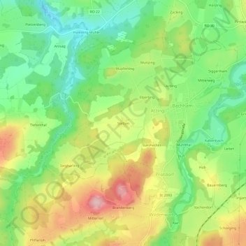 Stetten topographic map, elevation, terrain