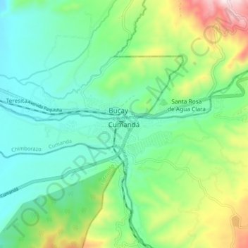 Cumandá topographic map, elevation, terrain