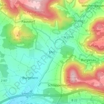 Ehrl topographic map, elevation, terrain
