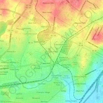Lancaster Village topographic map, elevation, terrain
