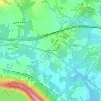 Potterstown topographic map, elevation, terrain