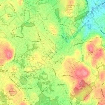 Shaker Glen topographic map, elevation, terrain