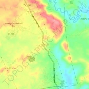 Mayon topographic map, elevation, terrain