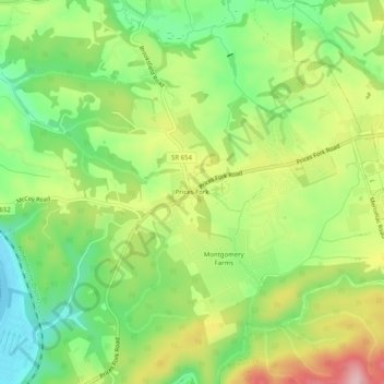 Prices Fork topographic map, elevation, terrain